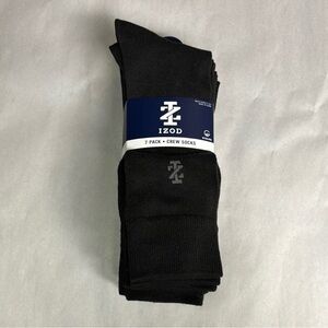 New Izod Socks Men’s Black Crew Socks 7 Pair Casual Business Dress Activewear